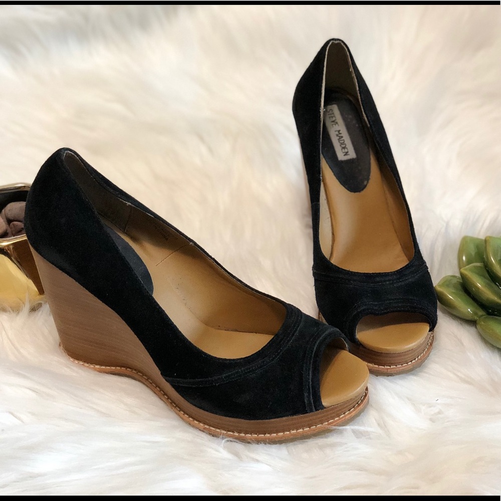 Steve Madden | Black Wedges | Sz 8